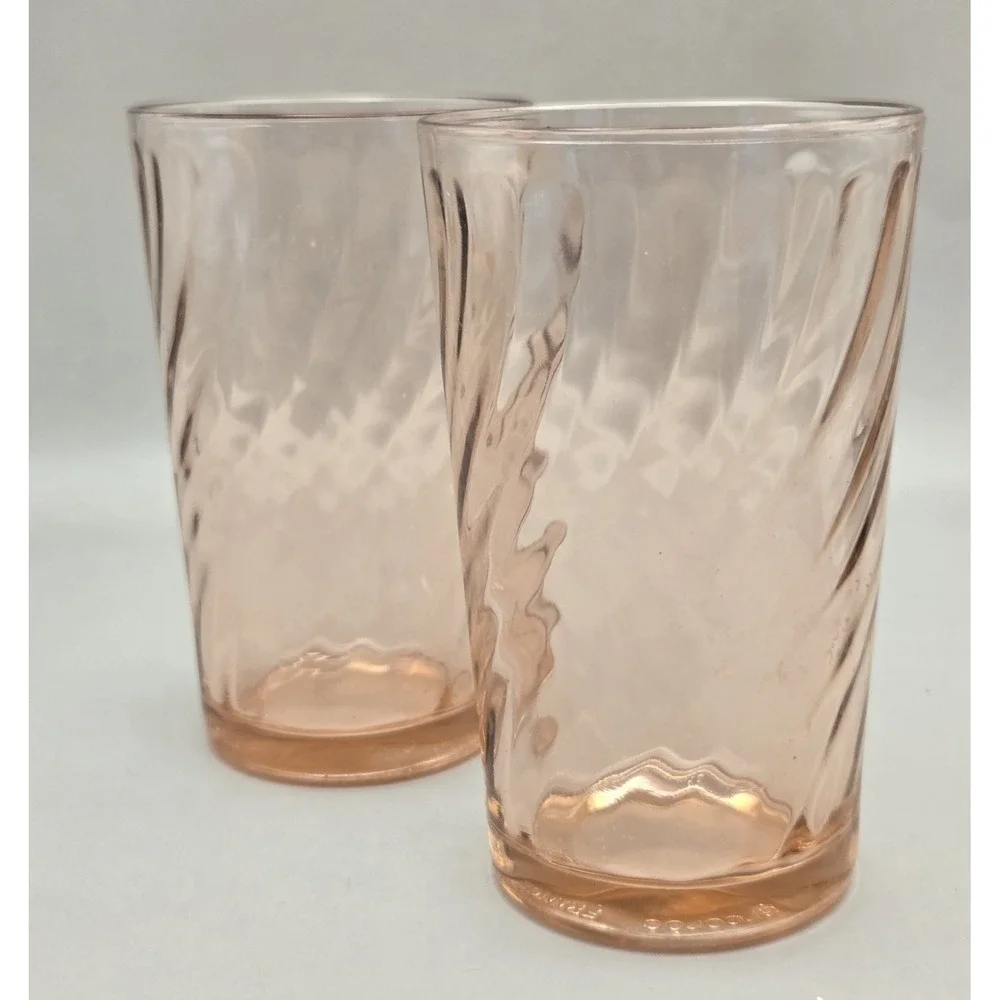 2 Vintage 60's Swirl Rosaline Tumblers 4.75
